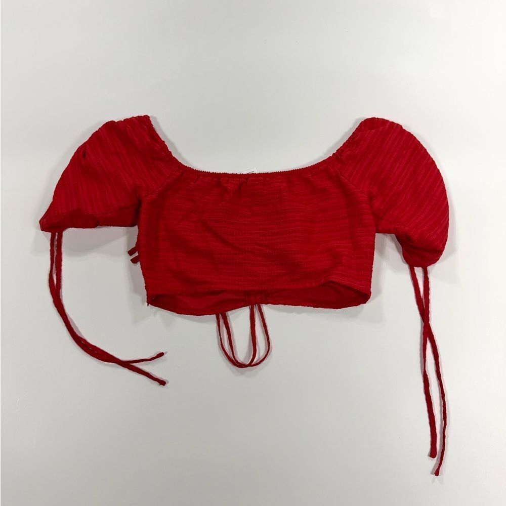 Lulu’s Red Ruched Crop Top – Size M - Picture 2 of 10